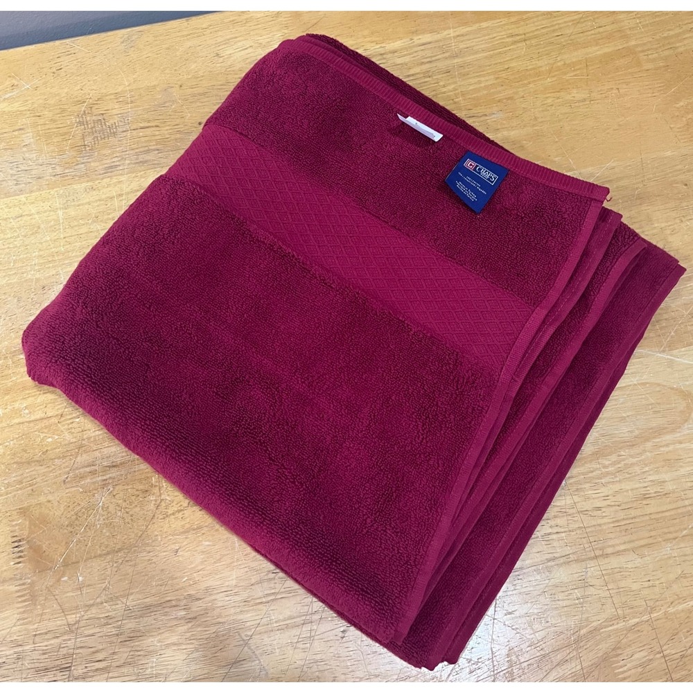Chaps Home Cranberry Red 100%‎ Cotton Bath Towel 30x58 Made in Turkey NWT